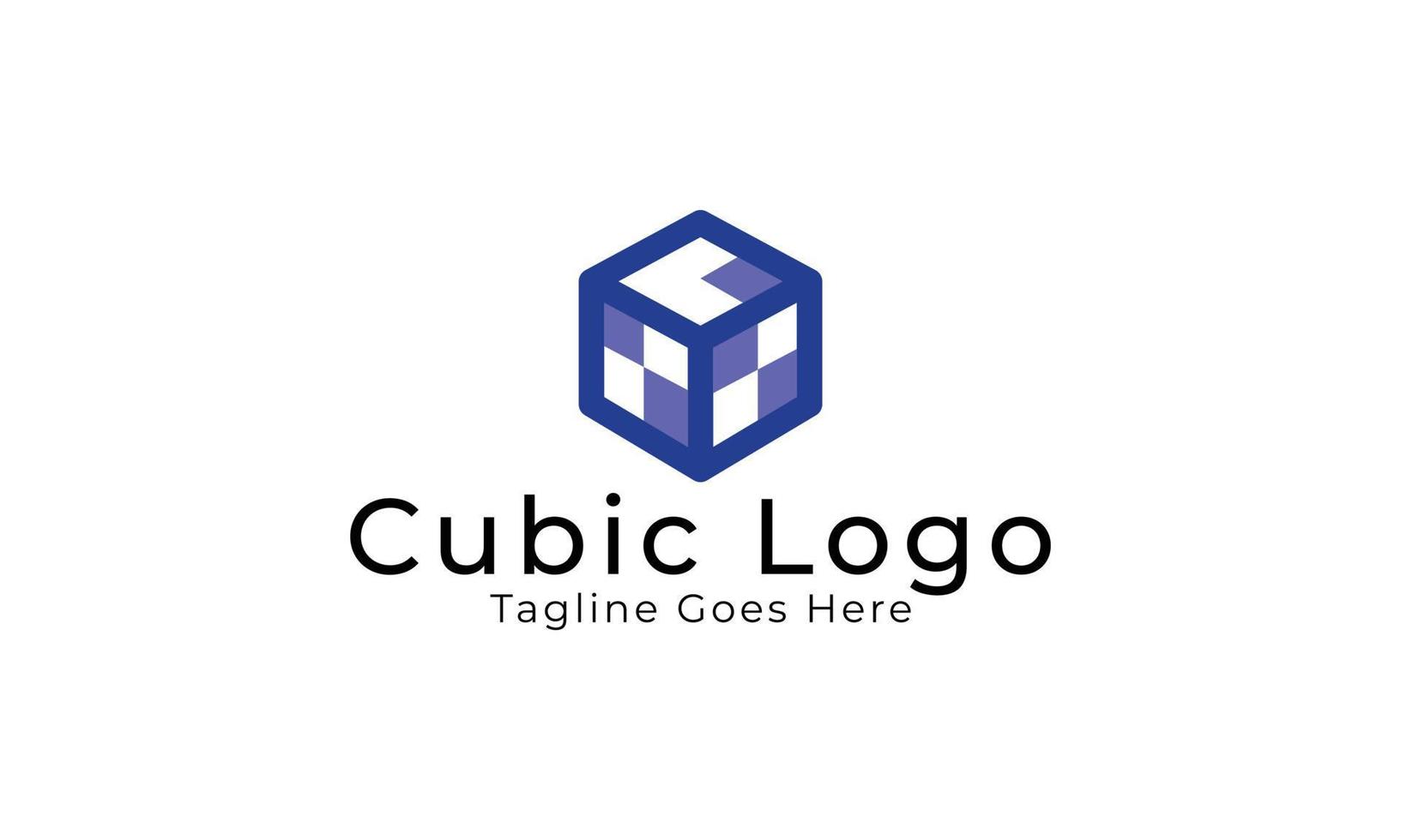 simple cubic logo design template vector