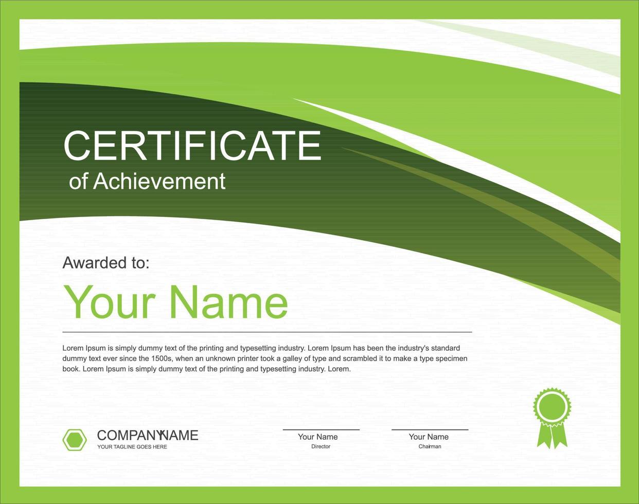 Green Certificate Template Vector Design