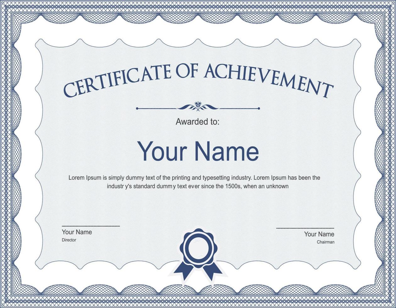 Modern certificate with elegant blue frame design vector
