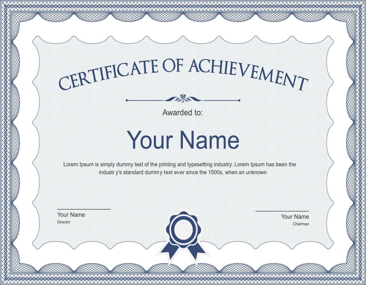 Modern certificate with elegant blue frame design vector