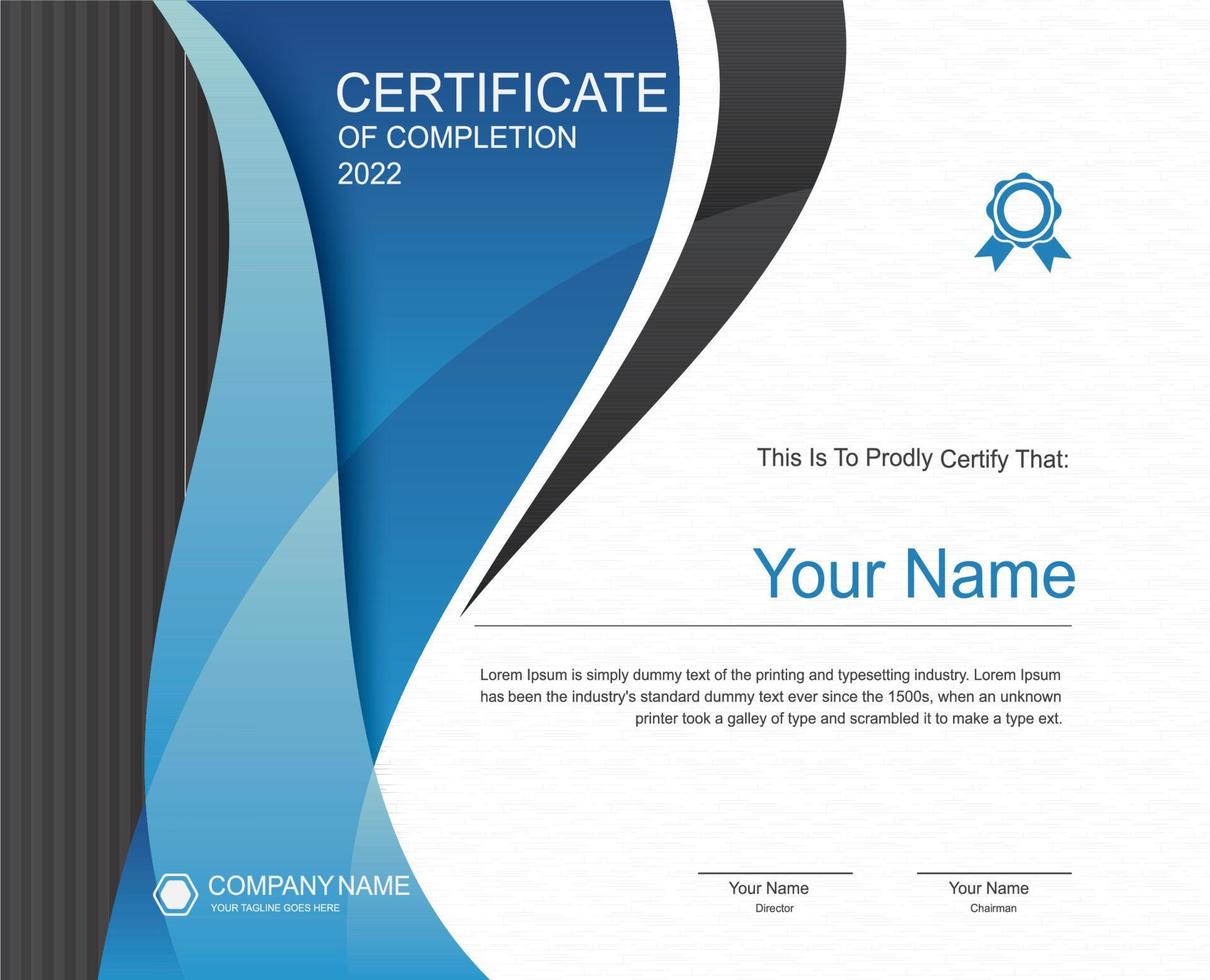 Certificate of achievement template elegant with blue and white background vector