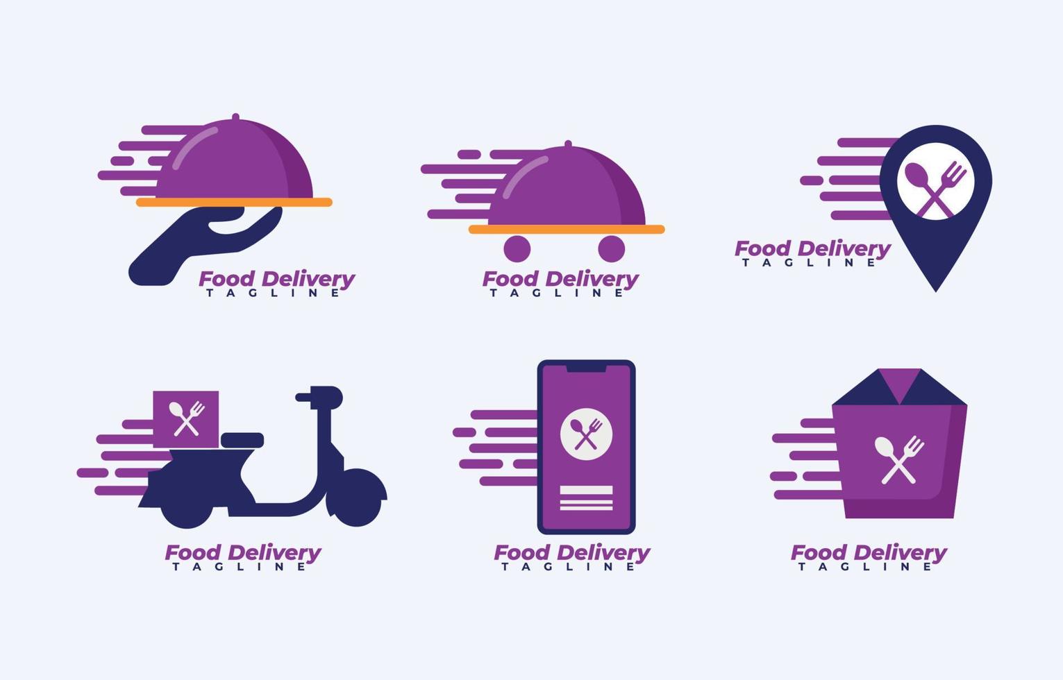 Contactless Delivery Food Logo Elements vector