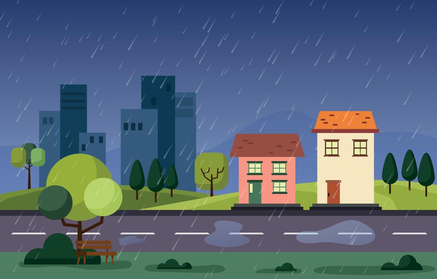 Rainy Scenery Background vector