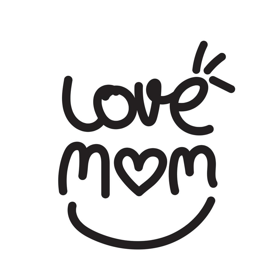 LINE ART TYPHOGRAPHY  LOVE MOM vector