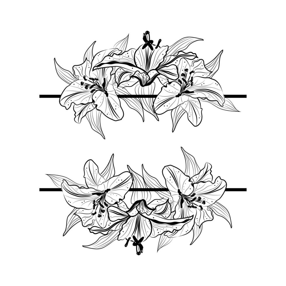 LINE ART LEAF AND FLOWER AESTHETIC FLORAL vector