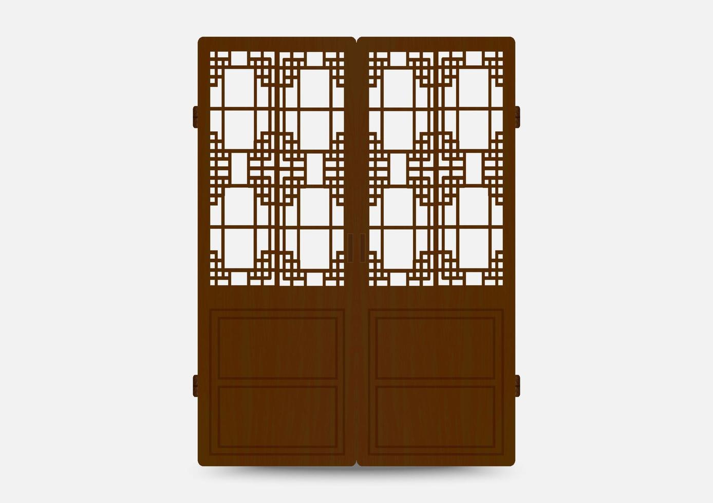Traditional korean ornament frame pattern. Set of door and window antique decoration art. Silhouette vector illustration.
