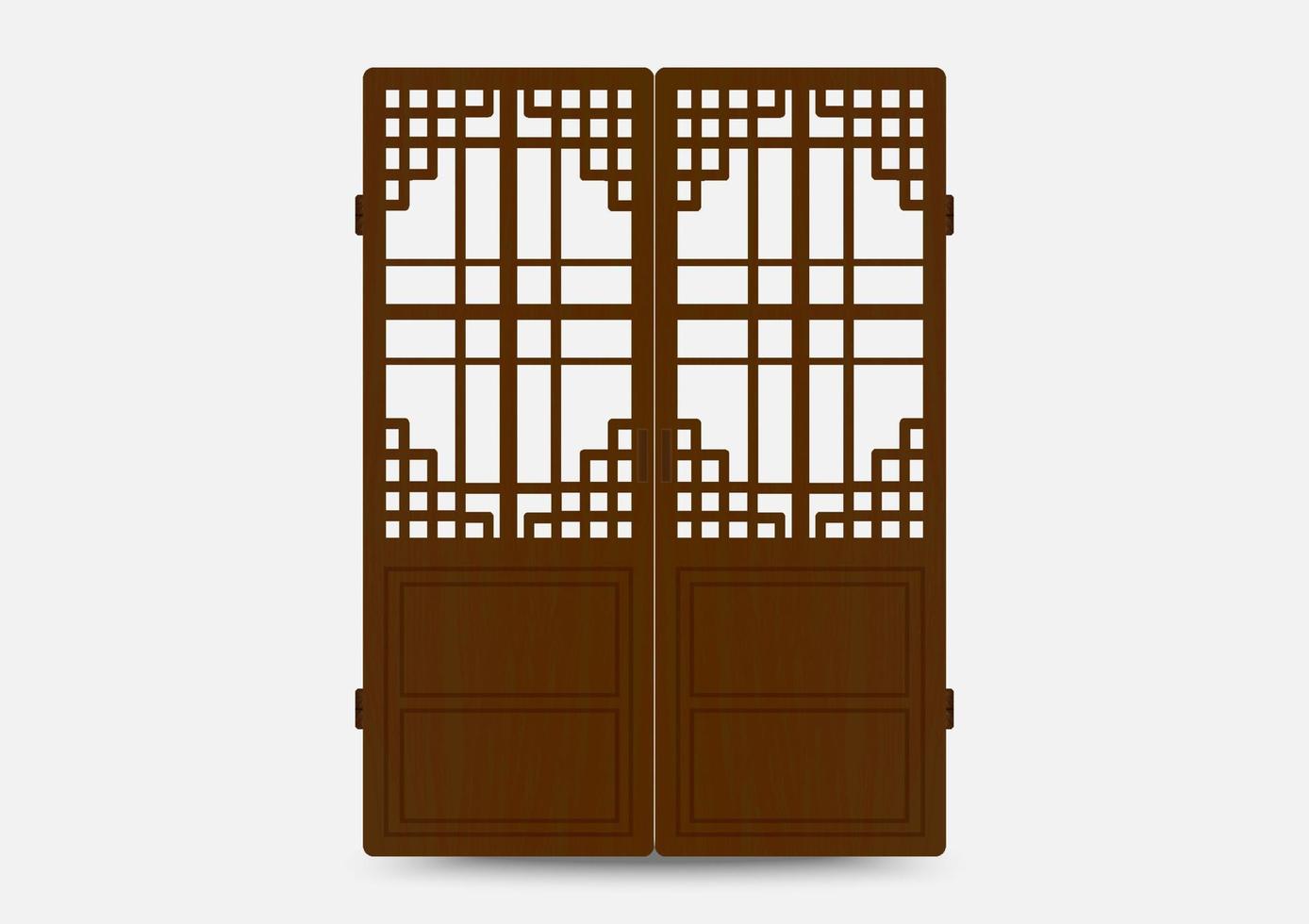 Traditional korean ornament frame pattern. Set of door and window antique decoration art. Silhouette vector illustration.