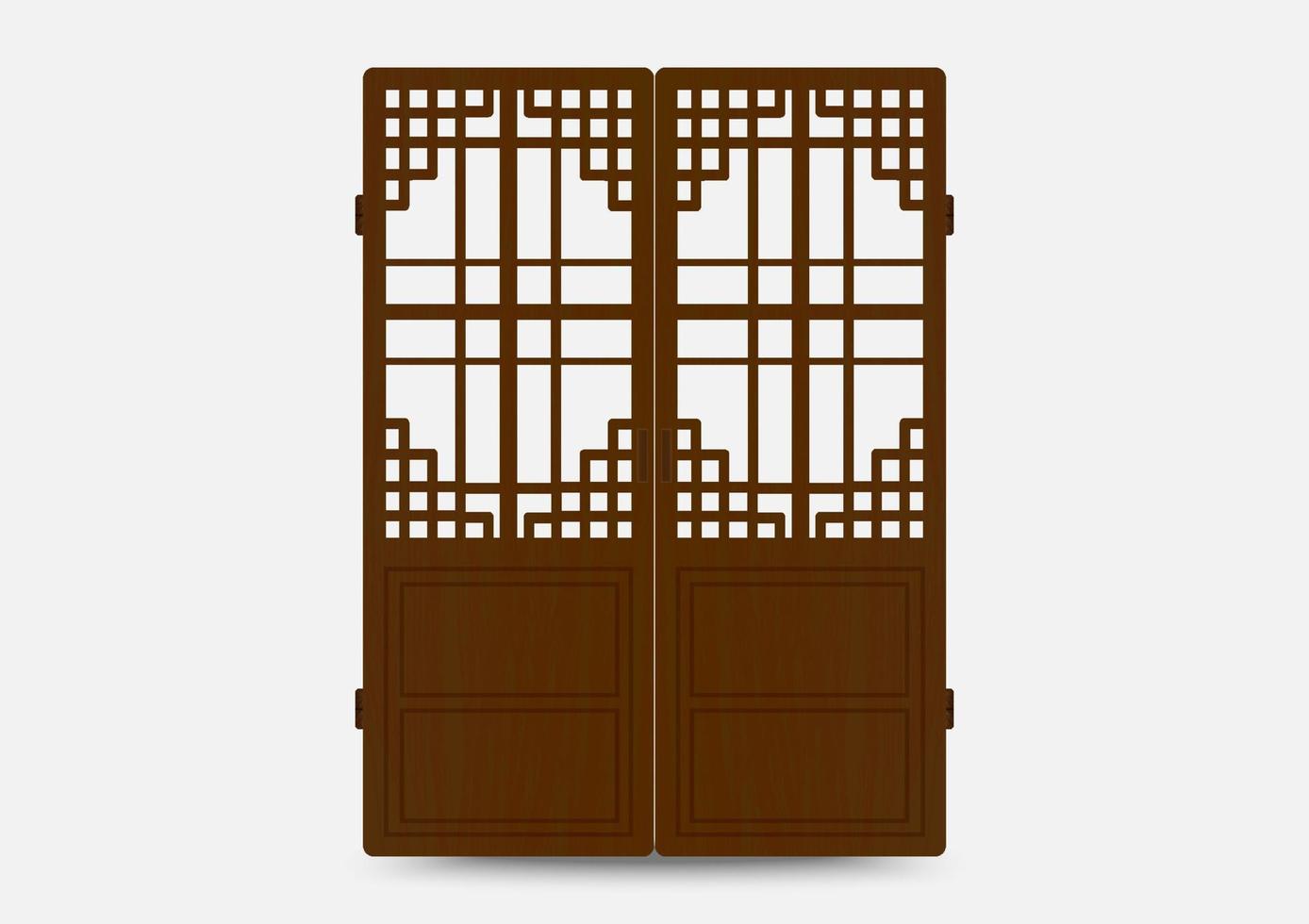 Traditional korean ornament frame pattern. Set of door and window antique decoration art. Silhouette vector illustration.
