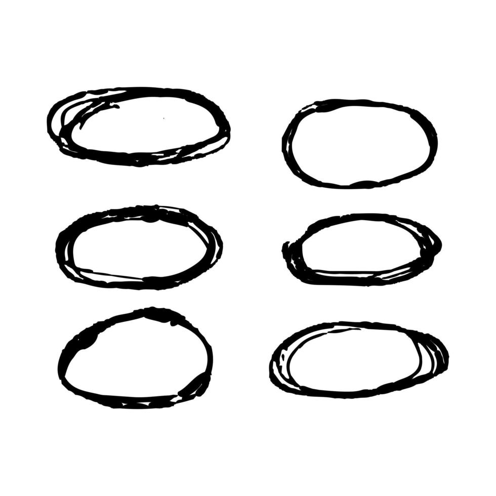 Set of vector hand-drawn circles