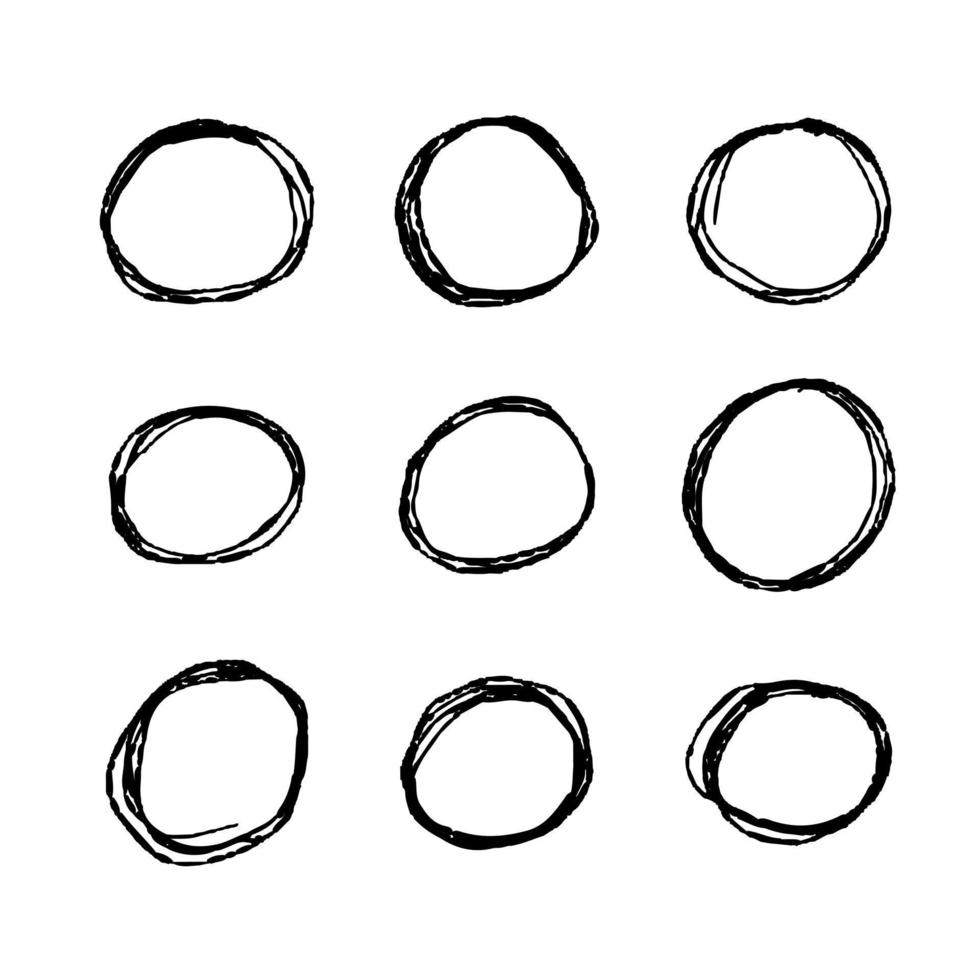 conjunto de círculos vectoriales dibujados a mano vector