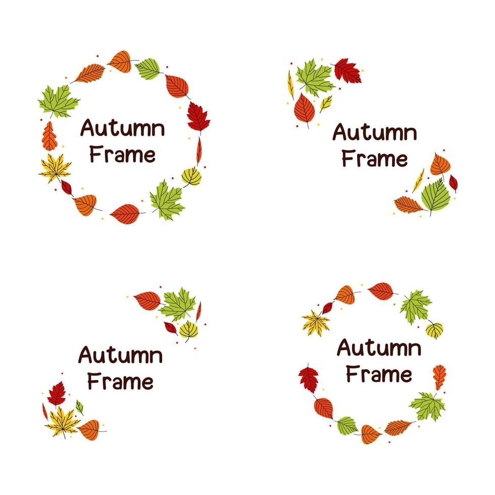 Set of autumn frames, with autumn leaves, vector frames, on a white background