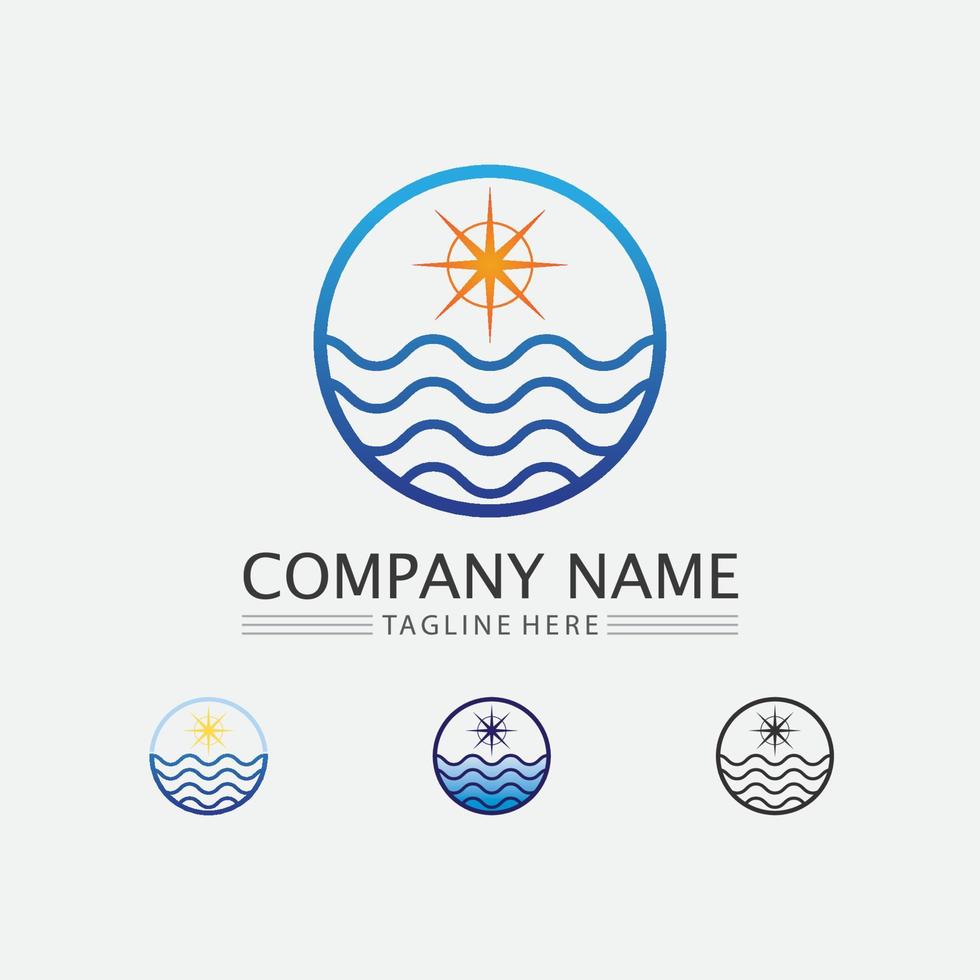 wave icon and water drop vector illustration design logo business