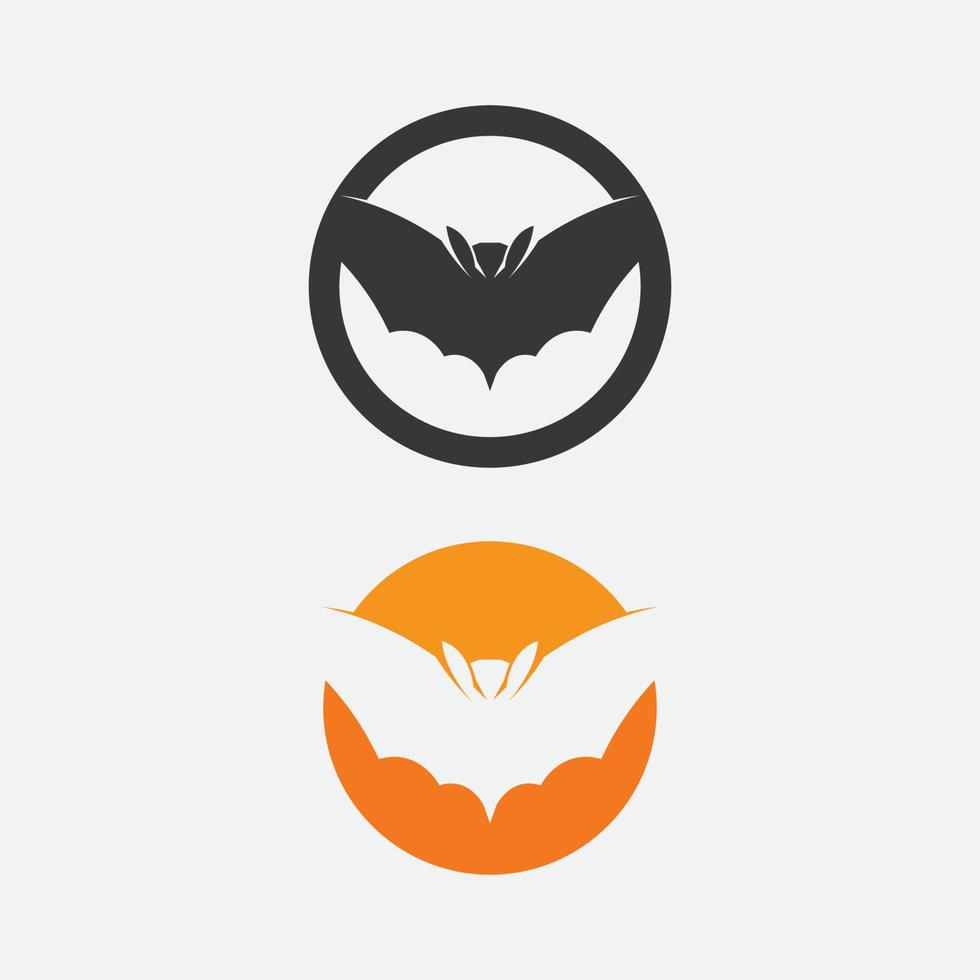 logotipo de murciélago animal y vector, alas, negro, halloween, vampiro, gótico, ilustración, icono de murciélago de diseño vector