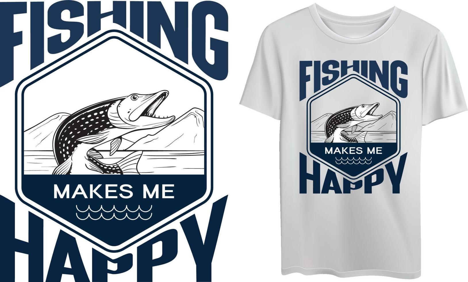 pesca me hace feliz, diseño de camiseta de pesca vector