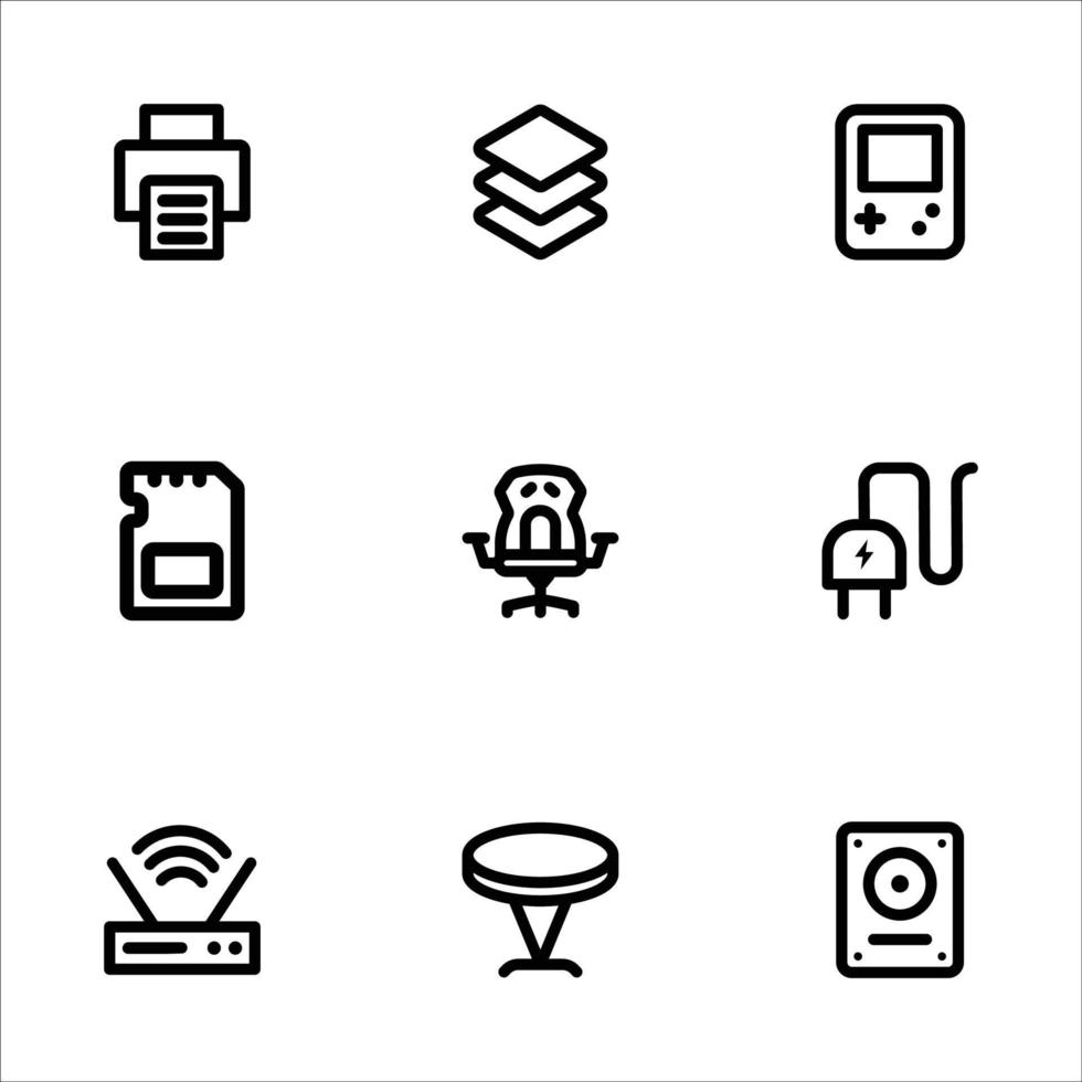 Mix Icon Construction Transportation Electronic Furniture Sport and Multimedia vector