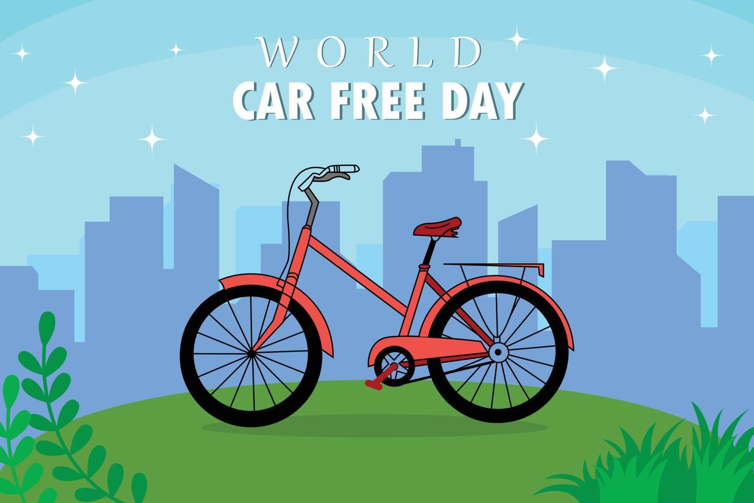 World car free day on September 22 announcement message with chalk drawing bicycle and world bike wheels on green chalkboard background. vector