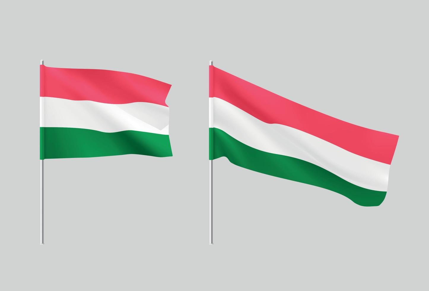 Hungary flags. Set of national realistic Hungarian flags. vector