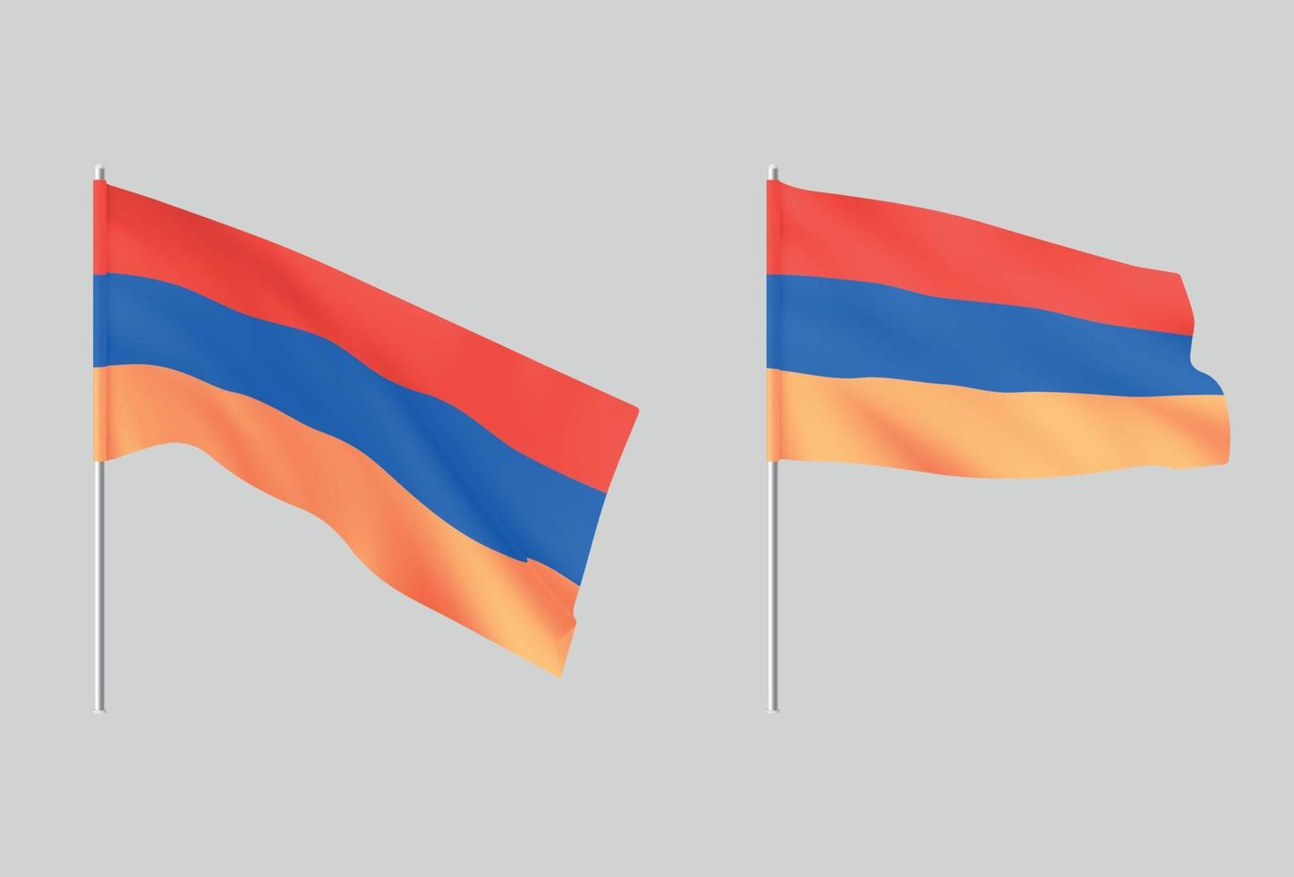 banderas armenias. conjunto de banderas nacionales realistas de armenia. vector