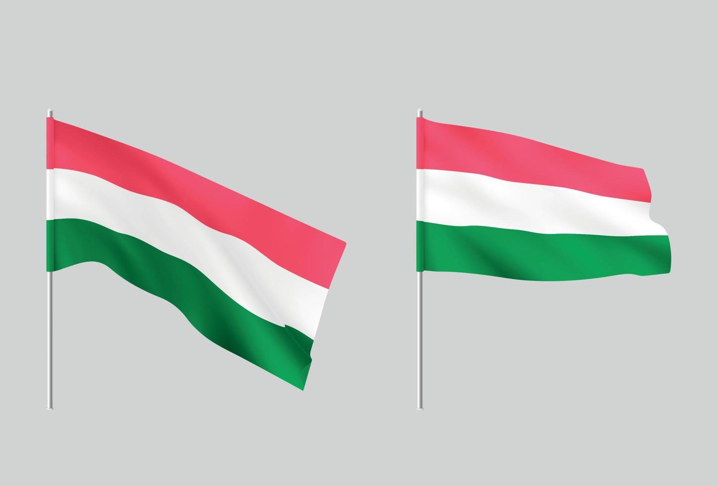 Hungary flags. Set of national realistic Hungarian flags. vector