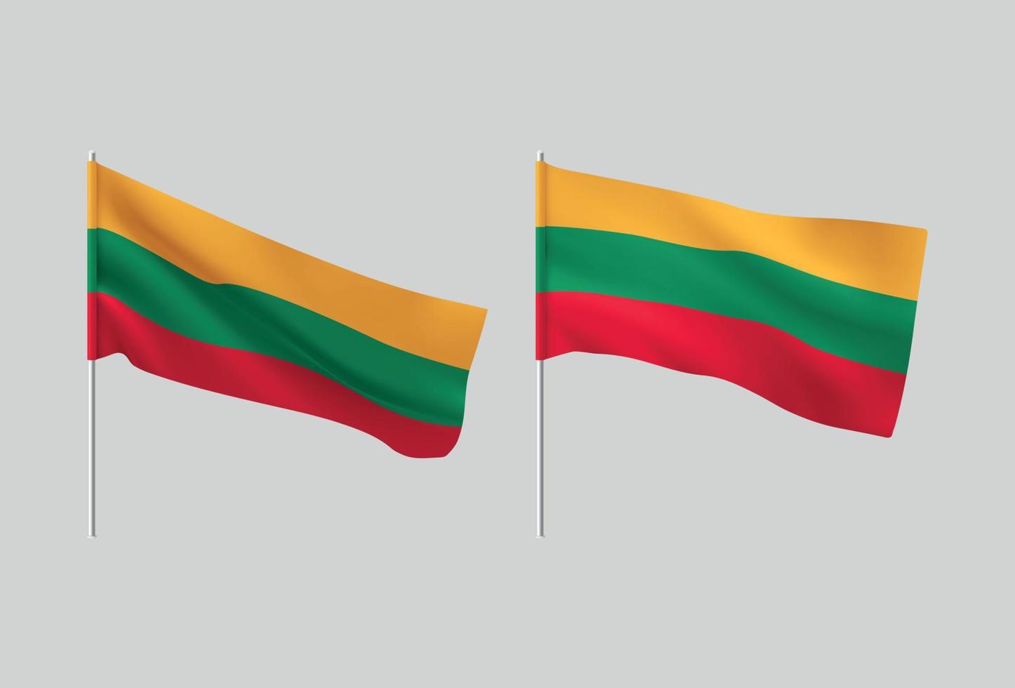 Lithuania flags. Set of national realistic Lithuanian flags. vector