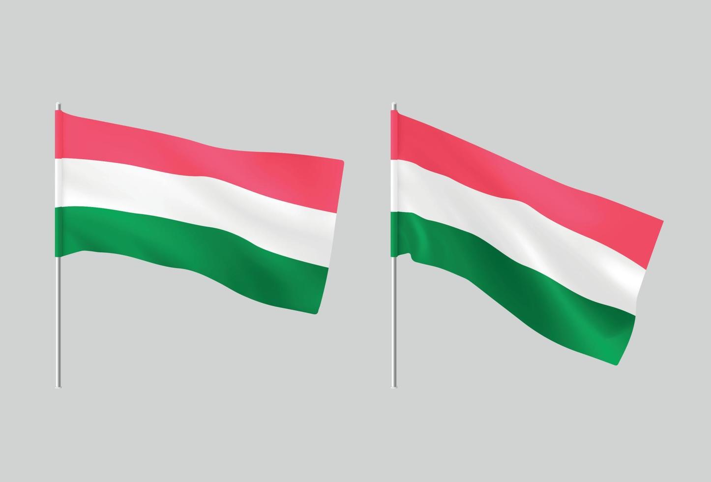 Hungary flags. Set of national realistic Hungarian flags. vector