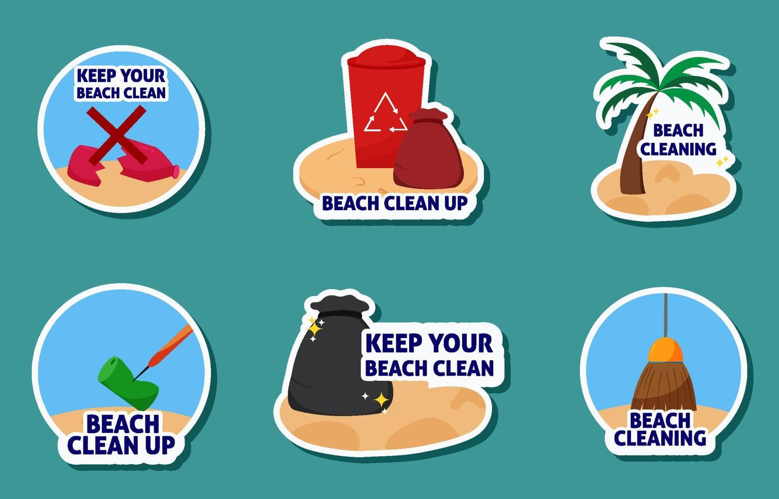 Beach Cleaning Sticker vector