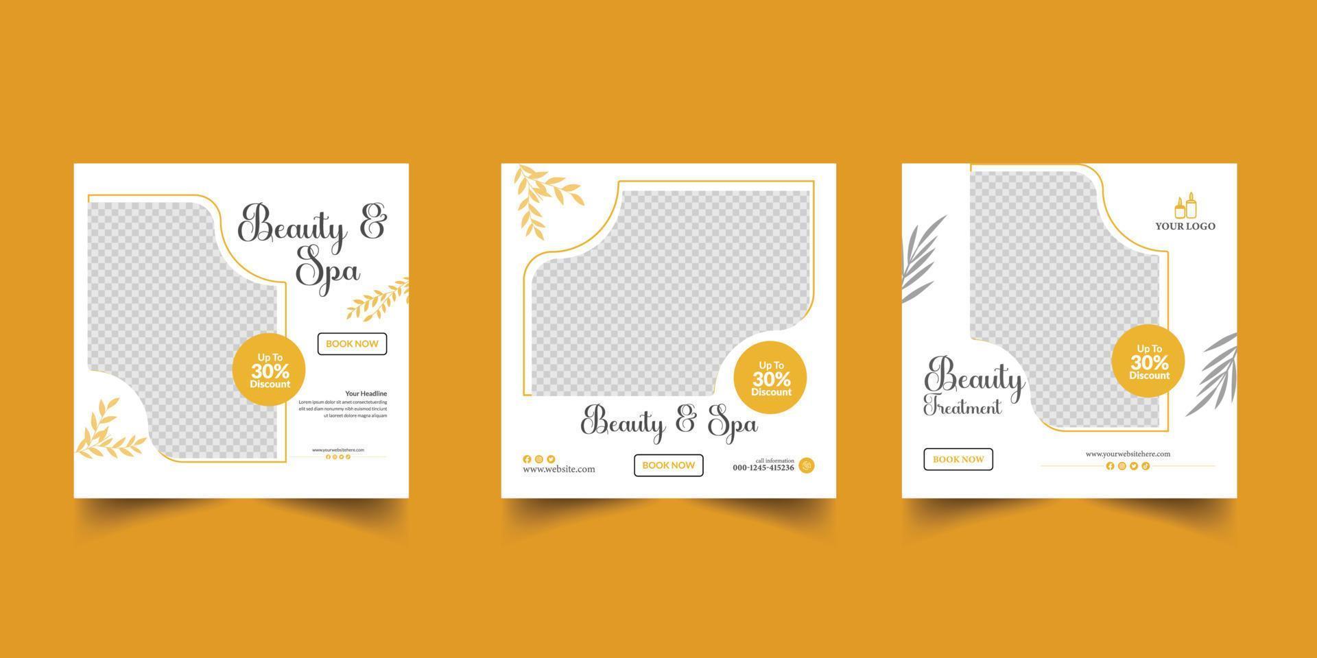 beauty and spa social media instagram post template vector