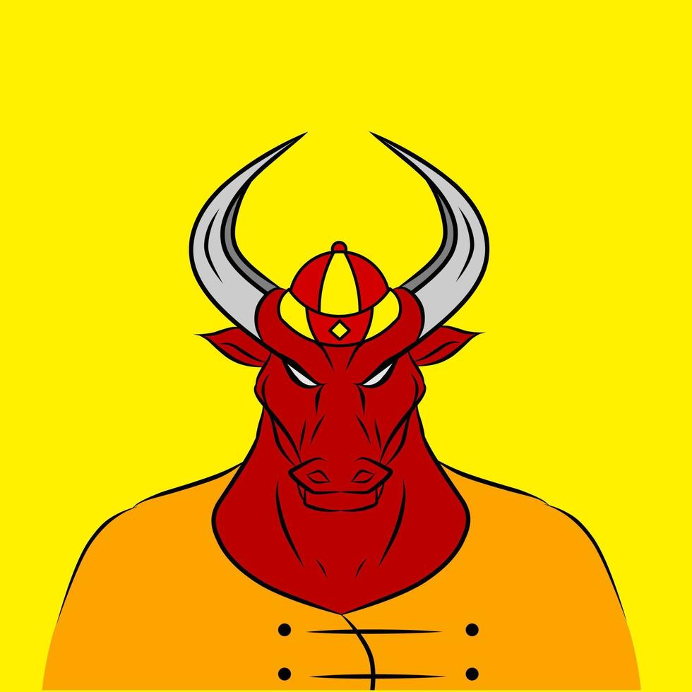 Wild ox buffalo cow bull chinese zodiac sign symbol logo mascot on lunar new year vector
