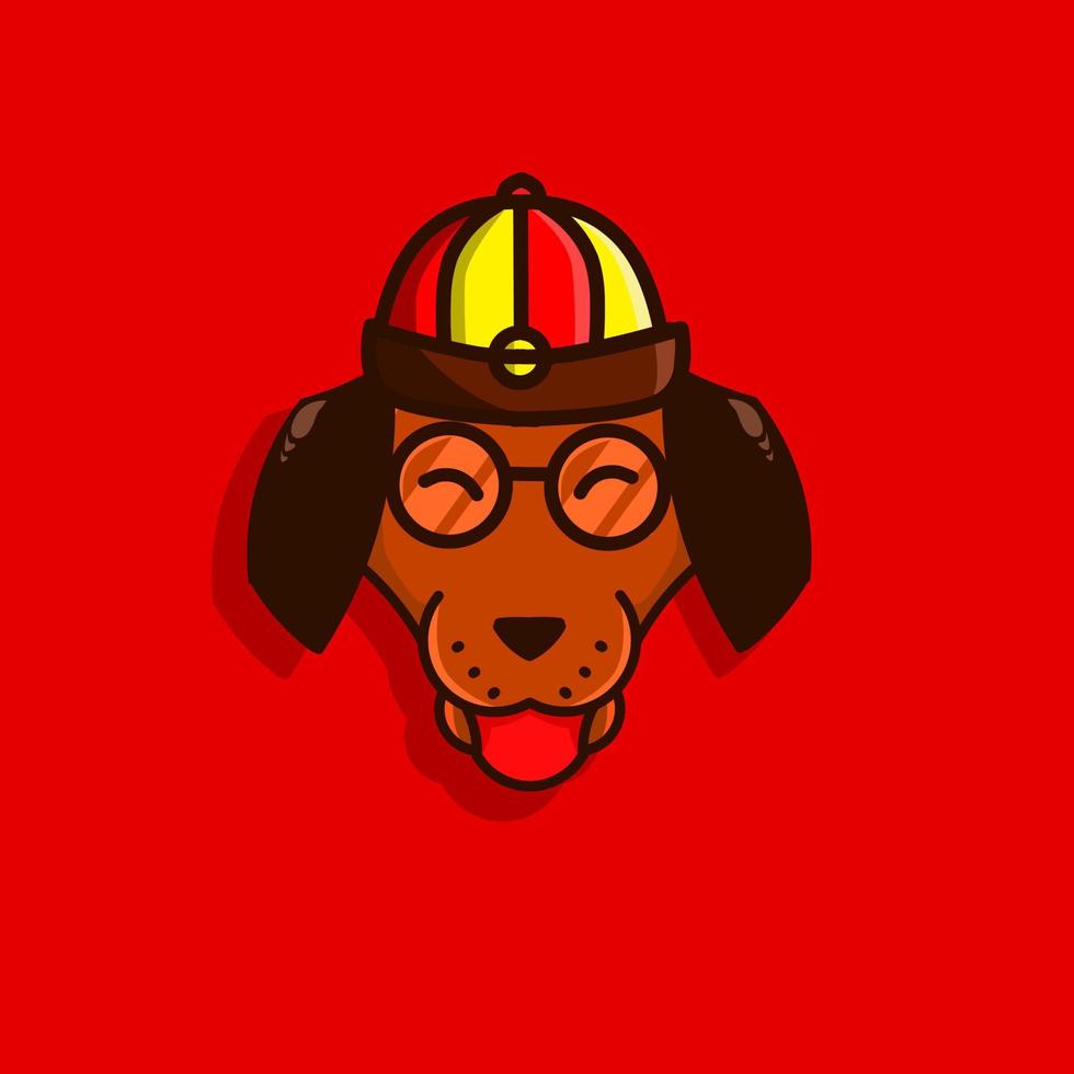 Happy Chinese New Year. Cartoon dog with traditional chinese costume. The year of rat animal zodiac vector