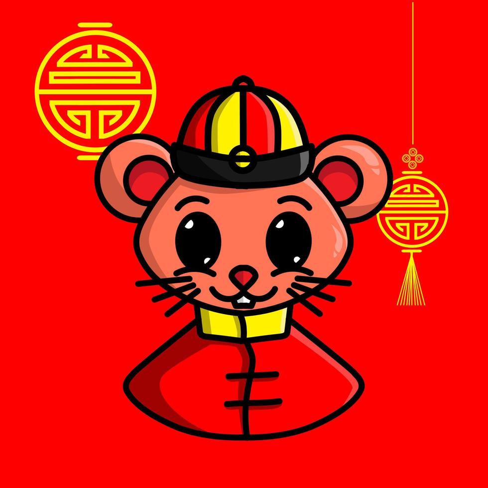 mouse chinese zodiac sign symbol logo mascot on lunar new year vector