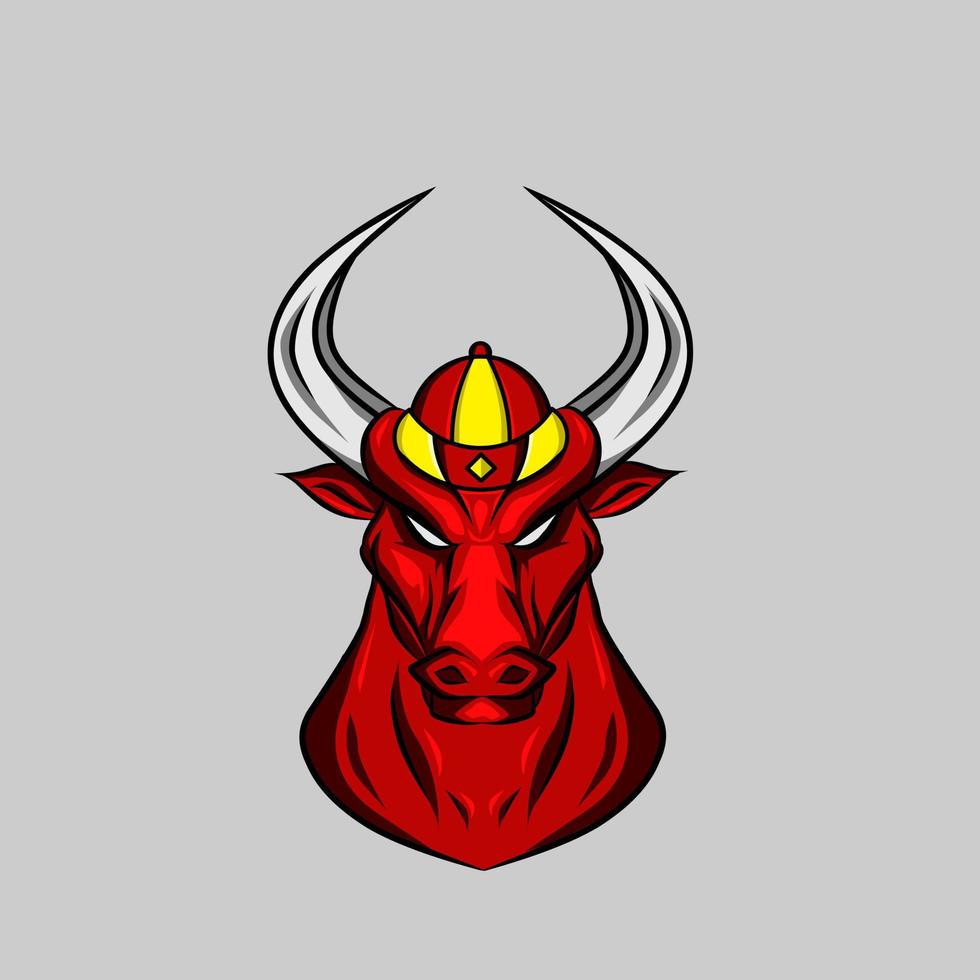 Wild ox buffalo cow bull chinese zodiac sign symbol logo mascot on lunar new year vector