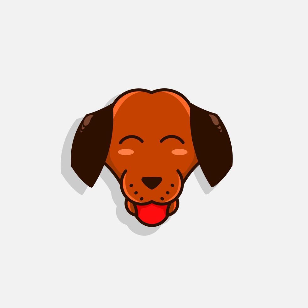 perro logo dibujos animados lindo mascota sonrisa cachorro mascota usar anteojos sobre fondo blanco vector