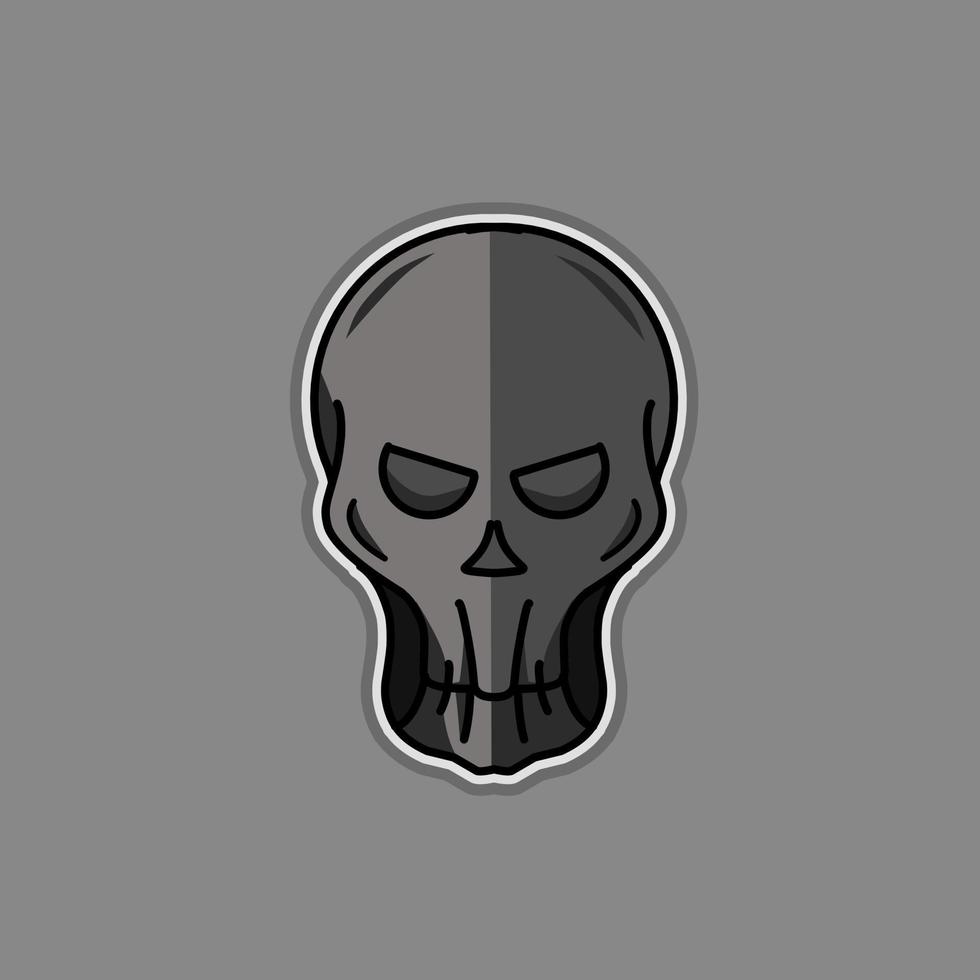 Skull logo, icon or illustration, vector of skeleton. Mascot design wallpaper with grey background on Halloween festival