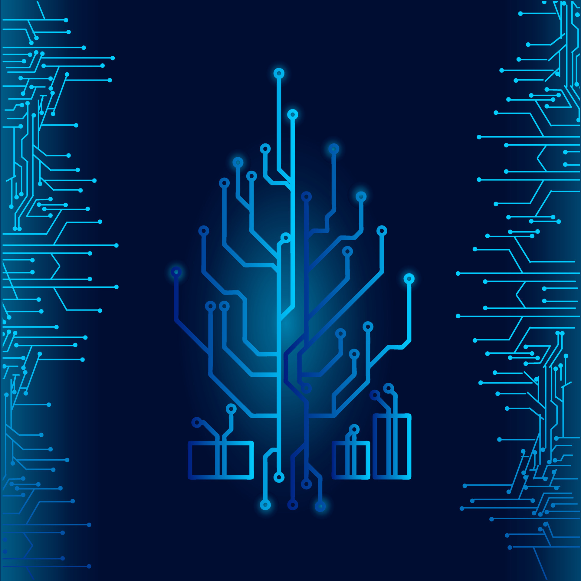 High tech christmas tree technology geometric and connection system