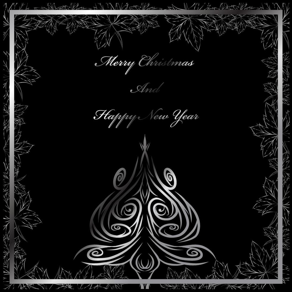Greeting card on Merry Christmas and Happy New Year 2022 wallpaper with black background. Vector illustration