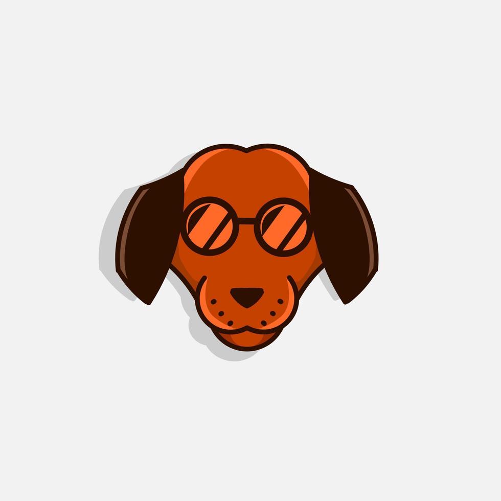 dog logo cartoon cute pet smile puppy mascot wear glasses on white background vector