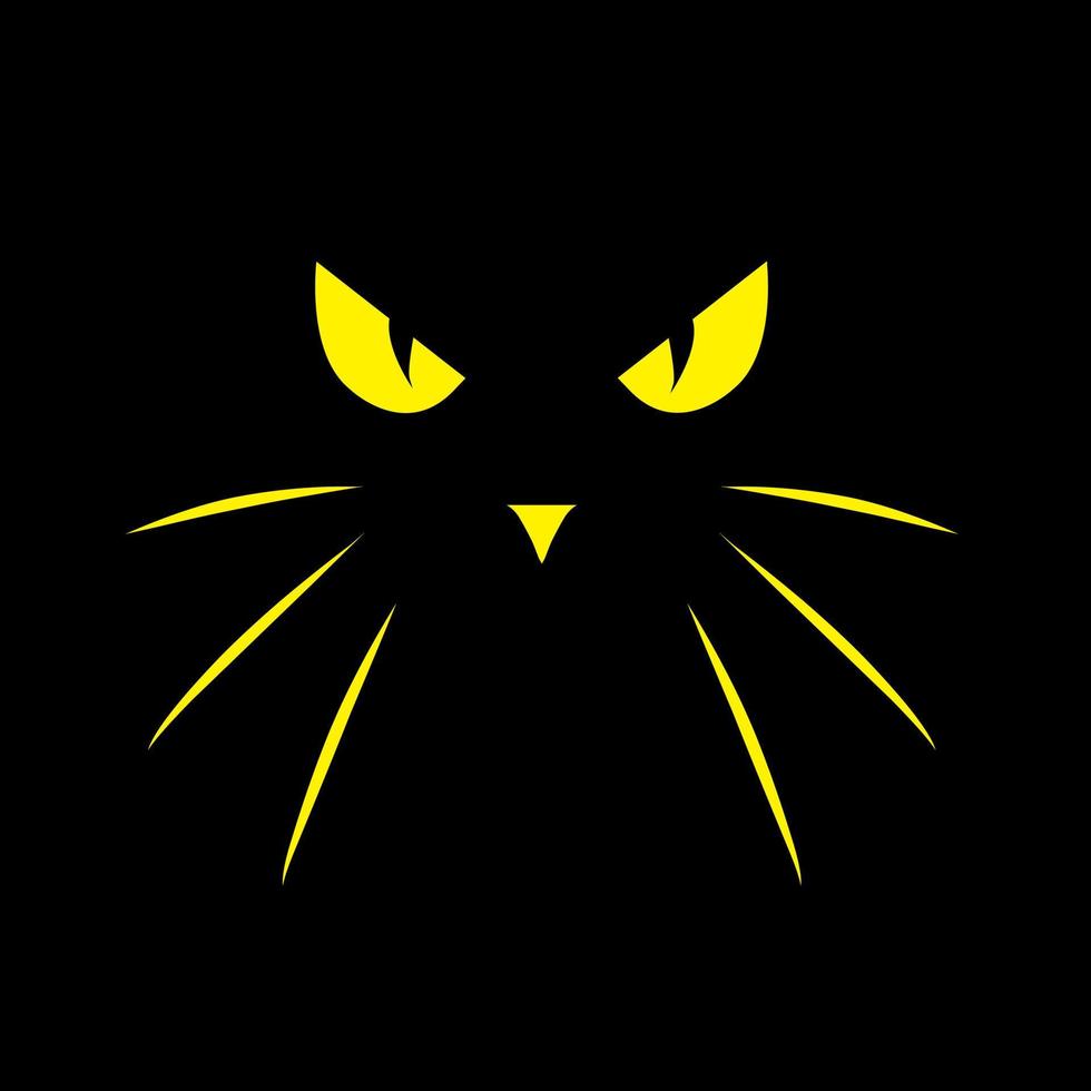Cat's eye logo design. Eyes of a yellow cat in the dark for Happy Halloween Background vector