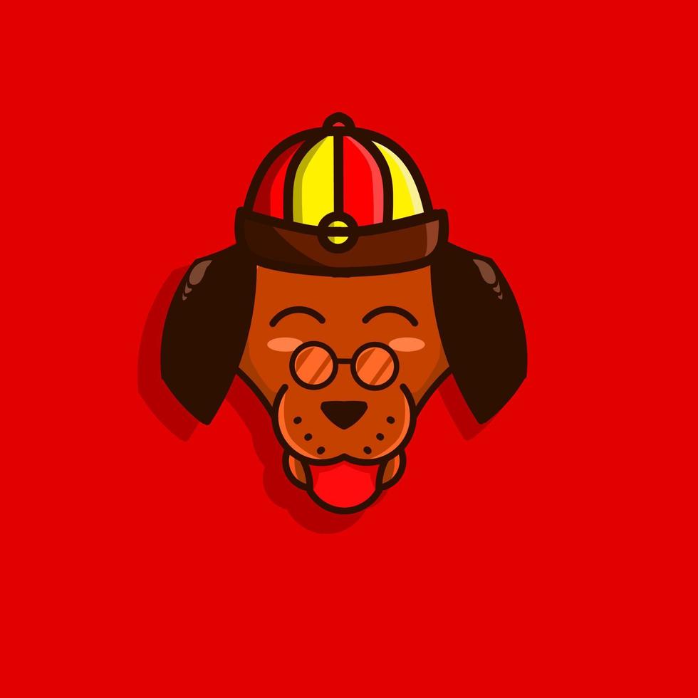 feliz Año Nuevo Chino. perro de dibujos animados con traje tradicional chino. el año del vector del zodiaco animal rata