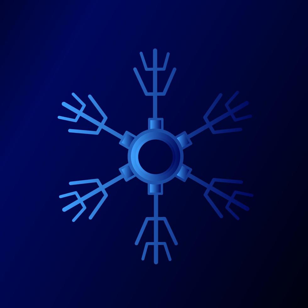 el diseño del logotipo electrónico de nieve de tecnología para el fondo de navidad vector