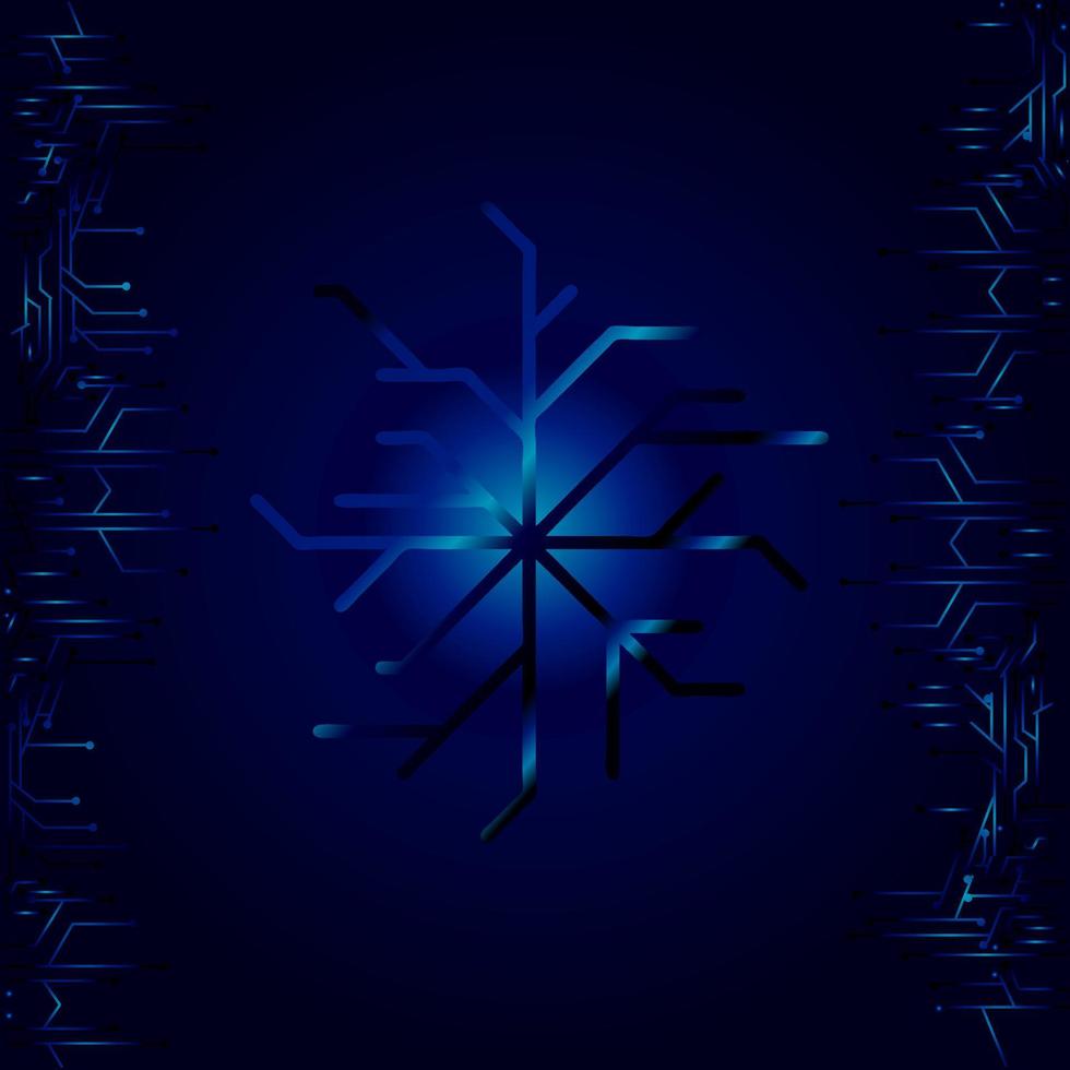 the technology snow electronic logo design for christmas background vector