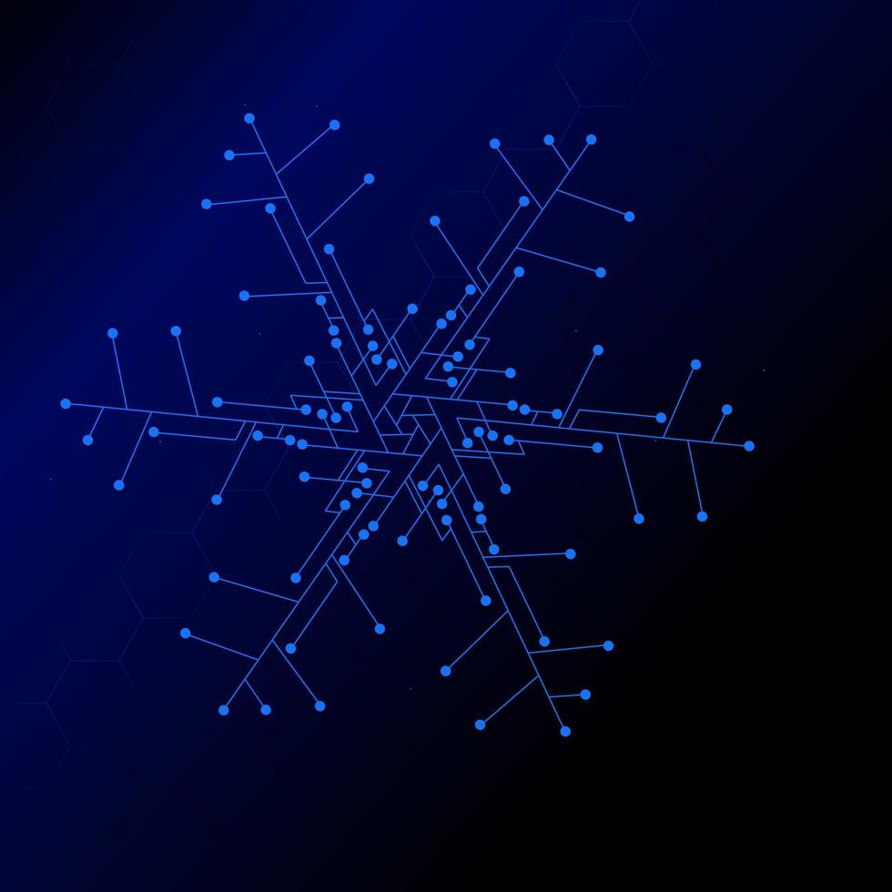 el diseño del logotipo electrónico de nieve de tecnología para el fondo de navidad vector