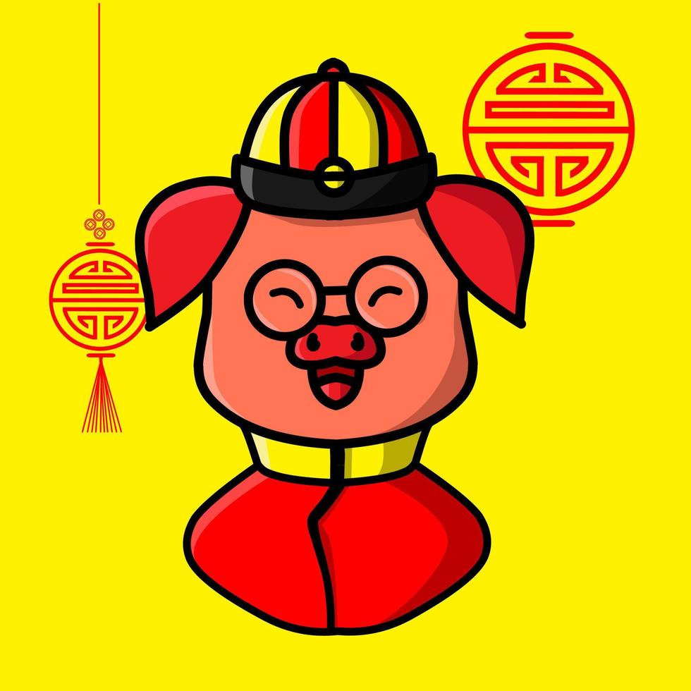 pig zodiac sign symbol logo mascot on lunar new year vector