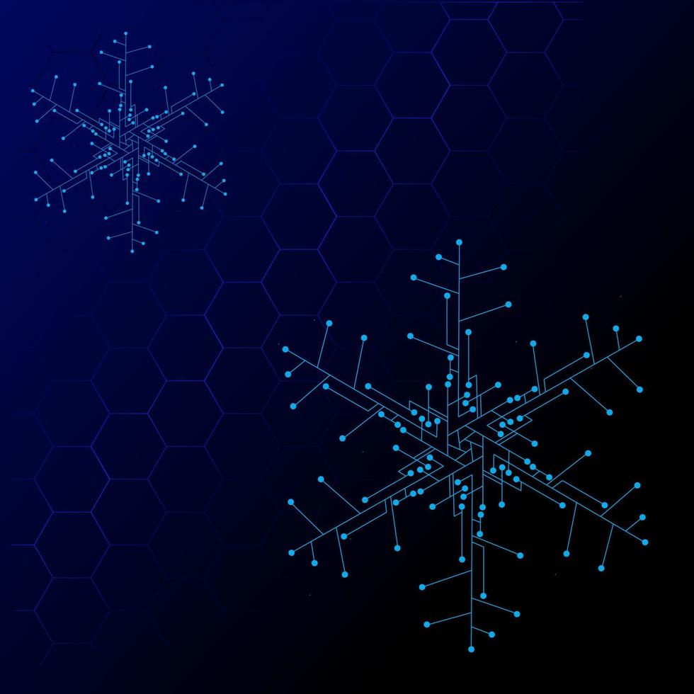 el diseño del logotipo electrónico de nieve de tecnología para el fondo de navidad vector