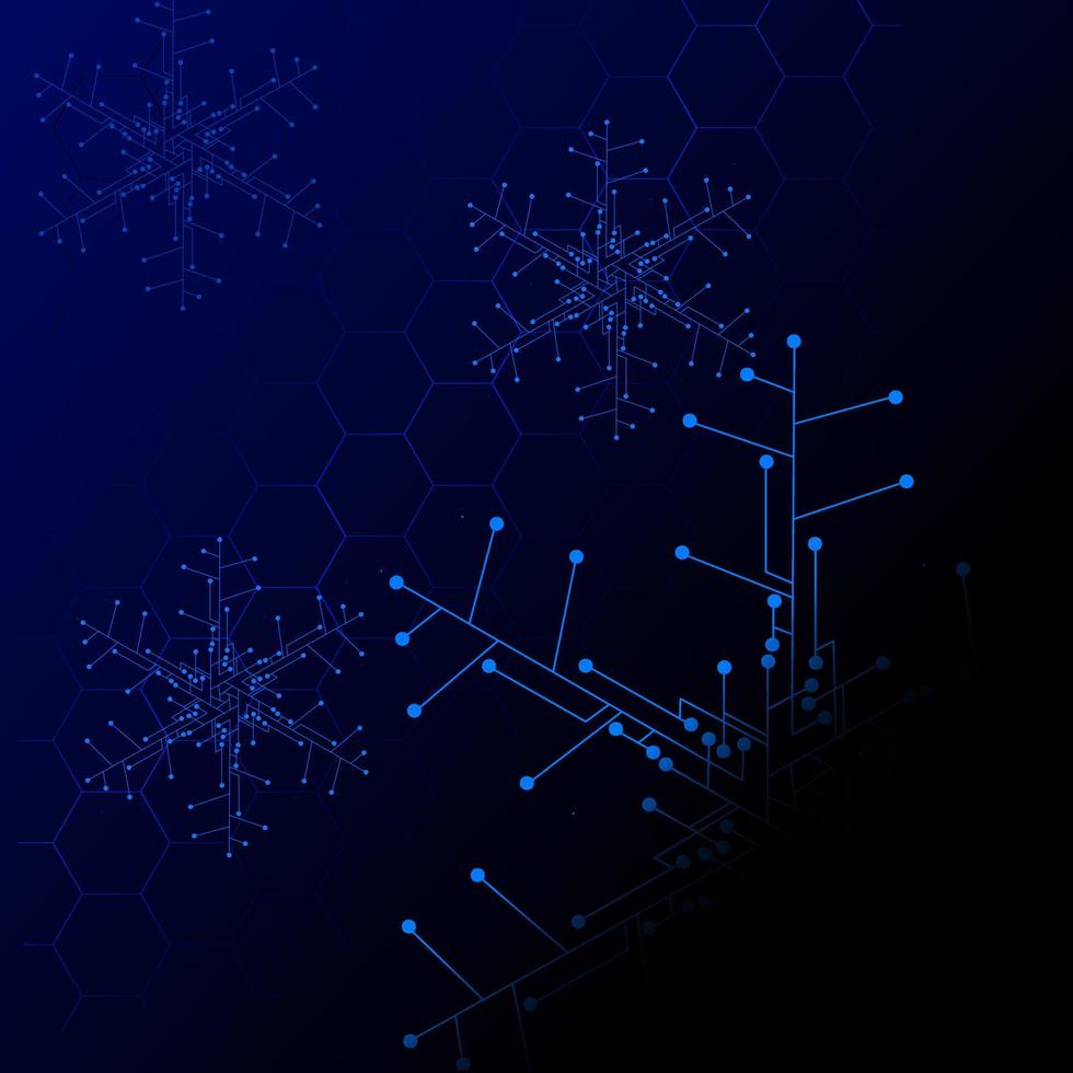 el diseño del logotipo electrónico de nieve de tecnología para el fondo de navidad vector