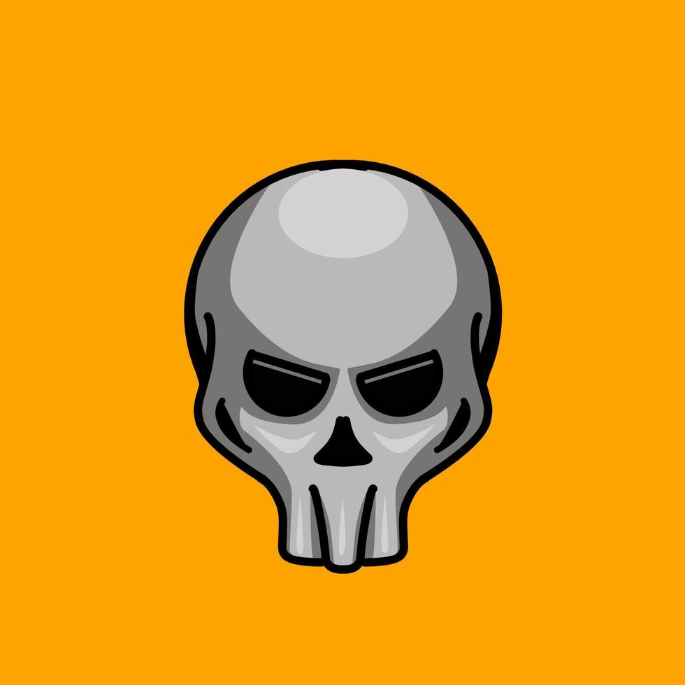 Skull logo, icon or illustration, vector of skeleton. Mascot design wallpaper with grey background on Halloween festival