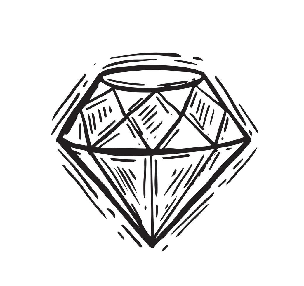 Diamonds, Hand drawn style, vector illustration.