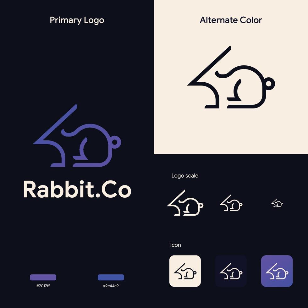 concepto de logotipo de rebbit de arte de línea elegante vector