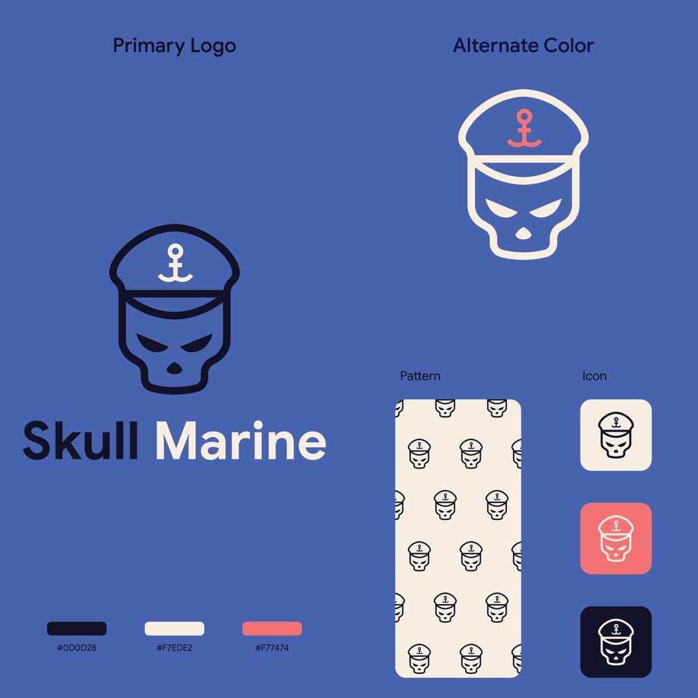 elegant line skull logo concept template vector