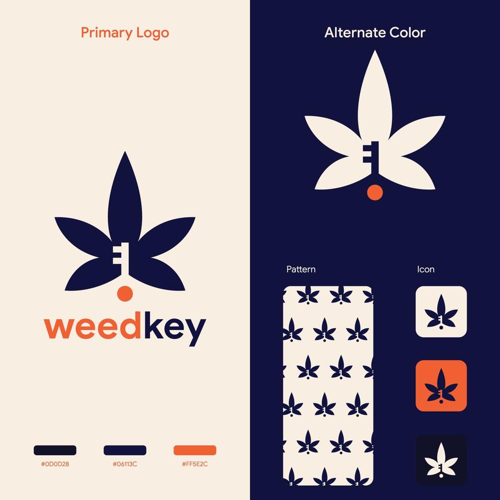 elegante concepto de logotipo de hierba de marihuana vector