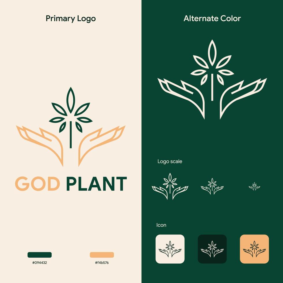 elegante concepto de logotipo de hierba de marihuana vector